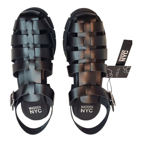 NWT MADDEN NYC Women's Black Fisherman Block Heel Sandal - Picture 2 of 16